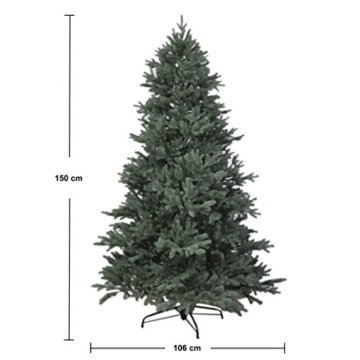 RS Trade HXT 1418 künstlicher PE Spritzguss Weihnachtsbaum 150 cm (Ø ca. 106 cm) mit ca. 2375 Spitzen, schwer entflammbarer Tannenbaum mit Schnellaufbau Klappsysem, inkl. Metall Christbaum Ständer - 5