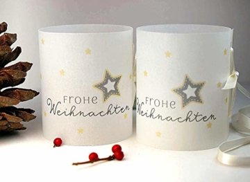 Set 6 x Lichthülle Frohe Weihnachten für Tischlicht für Teelicht oder LED Weihnachtsdeko Advent handmade - 1