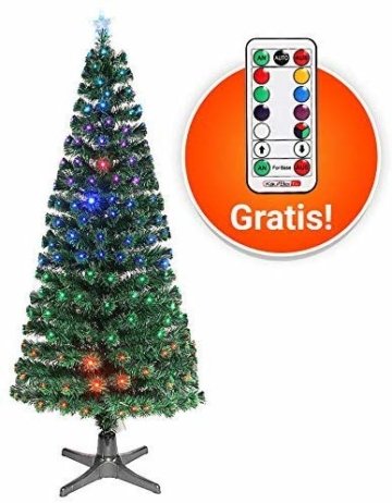 Smak Künstlicher Weihnachtsbaum-Glasfaserleuchtender selbst drehender - Länge 180cm und 210cm - Grün mit LED-farbwechselnden Modus Fernbedienung - 4