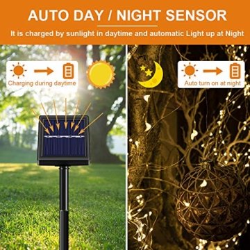 Solar Lichterkette Außen Fohil 10M 100 LED Lichterketten Aussen, Wasserdicht Kupferdraht Weihnachtsbeleuchtung Warmweiß Lichterkette für Balkon, gartendeko, Bäume, Terrasse, Hochzeiten, Partys - 3