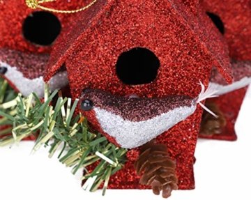 Toyland® Packung mit 3-10 cm Robins Birdhouse Glittery Tree Ornaments - Christbaumschmuck - 2