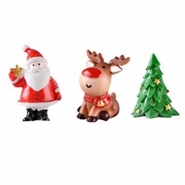 Toyvian 12 Stücke Weihnachten Miniatur Ornament Weihnachtsmann Figur Rentier Schneemann Dekofigur Miniaturfiguren Tischdeko Sukkulenten Bonsai Blumentopf Micro Landschaft Dekoration - 2