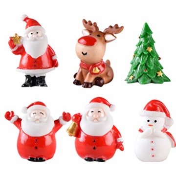 Toyvian 12 Stücke Weihnachten Miniatur Ornament Weihnachtsmann Figur Rentier Schneemann Dekofigur Miniaturfiguren Tischdeko Sukkulenten Bonsai Blumentopf Micro Landschaft Dekoration - 1