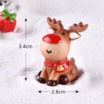 Toyvian 12 Stücke Weihnachten Miniatur Ornament Weihnachtsmann Figur Rentier Schneemann Dekofigur Miniaturfiguren Tischdeko Sukkulenten Bonsai Blumentopf Micro Landschaft Dekoration - 7