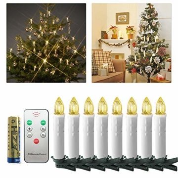 UISEBRT 30er LED Weihnachtskerzen mit Fernbedienung Kabellos Warmweiß Kerzen Flammenlose für Weihnachtsbaum, Weihnachtsdeko, Hochzeitsdeko, Geburtstags, Party, Feiertag (30er mit Batterie) - 1