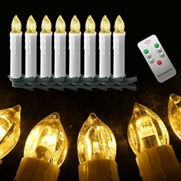 UISEBRT 30er LED Weihnachtskerzen mit Fernbedienung Kabellos Warmweiß Kerzen Flammenlose für Weihnachtsbaum, Weihnachtsdeko, Hochzeitsdeko, Geburtstags, Party, Feiertag (30er mit Batterie) - 8