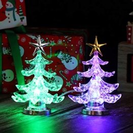 Uonlytech Acryl weihnachtsbaum nachtlicht usb bunt leuchtende desktop lampe led nachtlicht weihnachtsdekoration für baby zimmer schlafzimmer home party 2 stücke (goldene silber) - 1