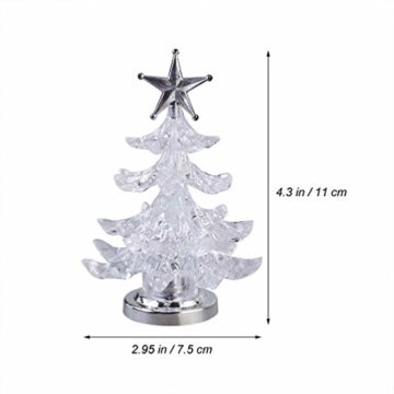 Uonlytech Acryl weihnachtsbaum nachtlicht usb bunt leuchtende desktop lampe led nachtlicht weihnachtsdekoration für baby zimmer schlafzimmer home party 2 stücke (goldene silber) - 5