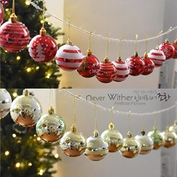 Venkaite Weihnachtskugeln Ornamente, Weihnachtsbaum Bälle Dekorationen für Weihnachten Hochzeitsfest Dekoration (24 / Pack, gemalte Kugel, 2,36 Zoll 60mm), Rot - 7