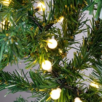 Weihnachtsgirlande mit 200 LED Kugeln gefrostet – Weihnachtsschmuck Tannengirlande grünes Kabel innen außen Trafo Timer 180 Spitzen - 6