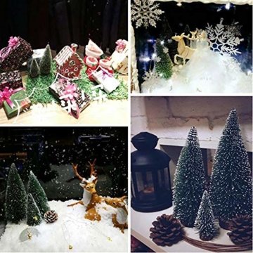 XONOR 5 Stück künstliche Weihnachten Sisal Schnee Frost Bäume mit LED Fairy String Licht, Flaschenbürste Bäume Kunststoff Winter Schnee Ornamente Tischplatte Bäume für Weihnachtsfeier Dekoration - 3