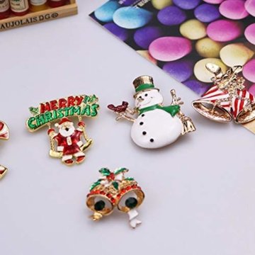 YeahiBaby 4pcs Weihnachten Emaille Brosche Schneemann Weihnachtsmann Weihnachtsglocken Kranz Anstecker Pin Weihnachtsschmuck - 3