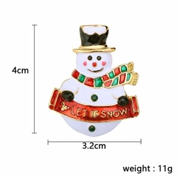 YeahiBaby 4pcs Weihnachten Emaille Brosche Schneemann Weihnachtsmann Weihnachtsglocken Kranz Anstecker Pin Weihnachtsschmuck - 6