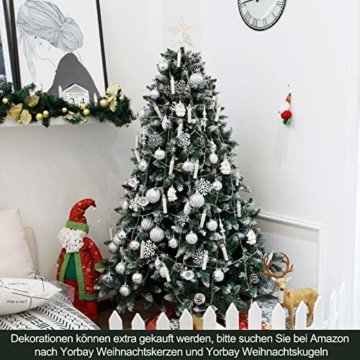 Yorbay Weihnachtsbaum Tannenbaum mit Ständer 120cm-240cm für Weihnachten-Dekoration Mehrweg (Weihnachtsbaum mit Schnee, 150cm) - 6