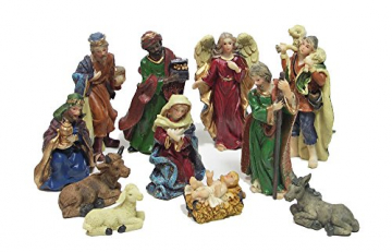 zeitzone Wunderschöne Krippenfiguren Set Handbemalt Weihnachten 11 teilig - 