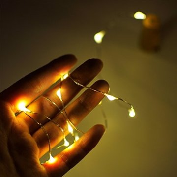 10 Stück LED Flaschenlicht, Sanniu 20 LEDs 2M Lichterkette Kupferdraht batteriebetriebene Weinflasche Lichter mit Kork Schnurlicht für DIY Deko Weihnachten Party Urlaub Stimmungslichter (Warmweiß) - 3