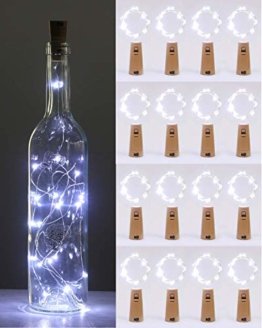 (16 Stück) Flaschenlicht Batterie, kolpop Flaschenlichterkette Korken 2M 20LED Glas Korken Licht Lichterkette mit Batterie für Flasche für außen/innen Deko für Party, Hochzeit, Weihnachten(KaltesWeiß) - 1
