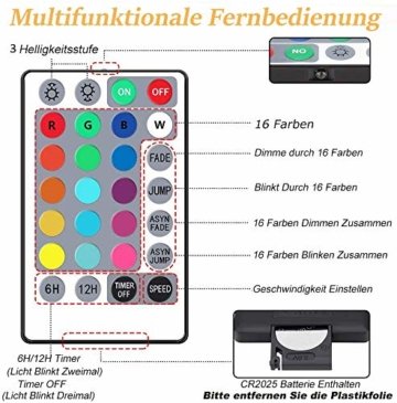 20M LED Schlauch Lichterkette Außen, 200er LED Weihnachtsbeleuchtung Außen IP68, 16 Farben Lichterkette Innen Strombetrieben, Patio Lichterschlauch mit Fernbedienung für Zimmer Halloween Weihnachten - 4