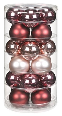 24 Christbaumkugeln GLAS 6cm // Weihnachtskugeln Baumkugeln Baumschmuck Weihnachtsdeko Kugeln Glaskugeln Dose, Farbe:Avenue of Romance ( rosa magnolie ) - 1