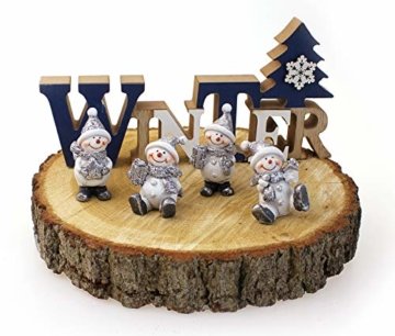4x Deko Figur Schneemann im Set je 6 cm, Polystein mehrfarbig, Schneemänner Dekofiguren Geschenkanhänger Kranzdeko Winterdeko - 2