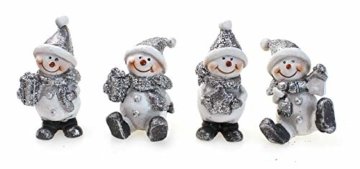 4x Deko Figur Schneemann im Set je 6 cm, Polystein mehrfarbig, Schneemänner Dekofiguren Geschenkanhänger Kranzdeko Winterdeko - 3