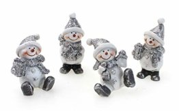 4x Deko Figur Schneemann im Set je 6 cm, Polystein mehrfarbig, Schneemänner Dekofiguren Geschenkanhänger Kranzdeko Winterdeko - 1