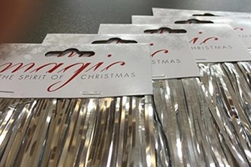 5 Stück Spar-Pack: Lametta Silberglanz Glatt 50cm - Baumschmuck Weihnachten Weihnachtsbaum Silber Glänzend Engelshaar - 2
