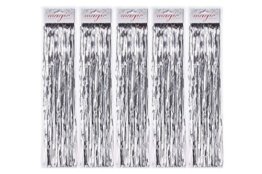 5 Stück Spar-Pack: Lametta Silberglanz Glatt 50cm - Baumschmuck Weihnachten Weihnachtsbaum Silber Glänzend Engelshaar - 1