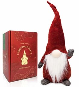 Airlab Weihnachten Deko Wichtel 49 cm Hoch, Schwedischen Weihnachtsmann Santa Tomte Gnom, Festliche Verpackung, Skandinavischer Zwerg Geschenke für Kinder Familie Weihnachten Freunde, Rot - 1