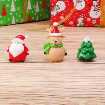 Amosfun 13 stücke Weihnachten Miniatur Ornamente Desktop Handwerk Micro Landschaft Harz Weihnachten X'Mas Decor kleine Ornamente schneemann weihnachtsmann Weihnachtsbaum(zufällig) - 6