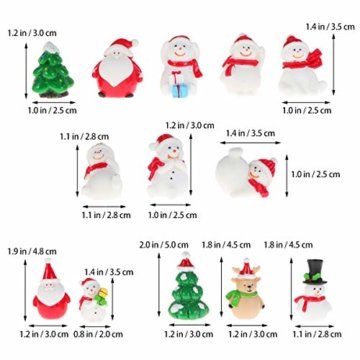 Amosfun 13 stücke Weihnachten Miniatur Ornamente Desktop Handwerk Micro Landschaft Harz Weihnachten X'Mas Decor kleine Ornamente schneemann weihnachtsmann Weihnachtsbaum(zufällig) - 9