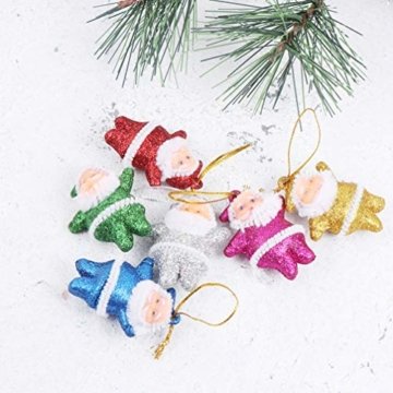 Amosfun 48 stücke Glitter Mini Santa Ornamente Weihnachten hängen anhänger Charme für Tasche schlüssel Telefon weihnachtsbeutelfüller Partei liefert - 7