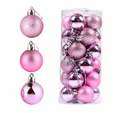 Ansenesna Weihnachtskugeln Plastik Glitzer Hell Matt Weihnachten Deko Christbaumkugeln Anhänger Weihnachtsdeko Kugeln Weihnachtsbaum Draussen Dekoration (A8(24PC Kugeln + 6PC Anhänger)) - 2