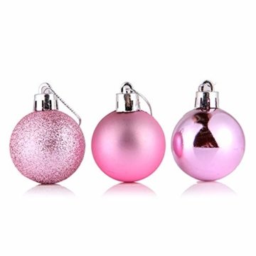 Ansenesna Weihnachtskugeln Plastik Glitzer Hell Matt Weihnachten Deko Christbaumkugeln Anhänger Weihnachtsdeko Kugeln Weihnachtsbaum Draussen Dekoration (A8(24PC Kugeln + 6PC Anhänger)) - 4