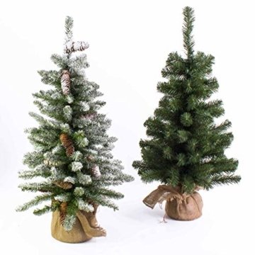 artplants.de Mini Christbaum Wien im Jutesack, beschneit, 90cm, Ø 50cm - Tannenbaum Plastik - 3