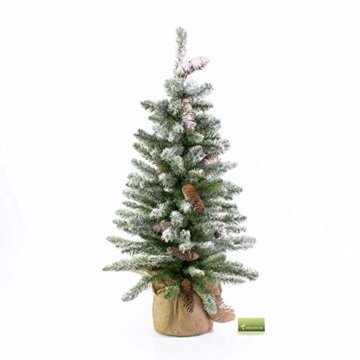 artplants.de Mini Christbaum Wien im Jutesack, beschneit, 90cm, Ø 50cm - Tannenbaum Plastik - 5