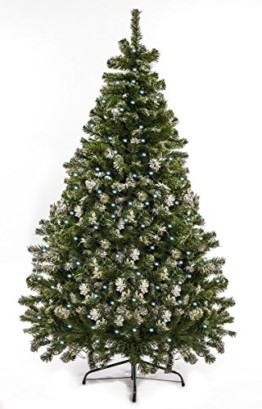 awshop24 Künstlicher Weihnachtsbaum Tannenbaum Christbaum Tanne mit und ohne LED, in verschiedenen Größen und Ausführungen (150 cm, Grün mit Schnee-Effekt LED) - 1