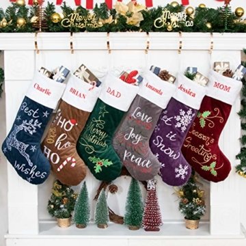 Beyond Your Thoughts Nikolausstrumpf mit Name Personalisiert Stickerei Weihnachtsstrumpf Deko Kamin Christmas Stocking Nikolausstiefel zum befüllen und aufhängen groß Ideale Weihnachtsdekoration- Blau - 1