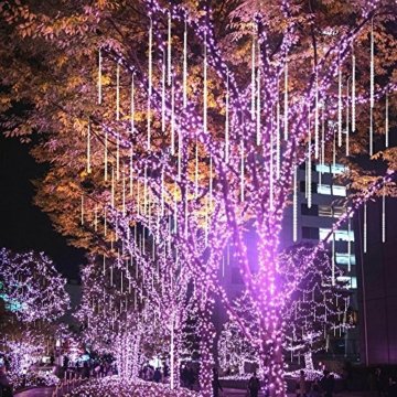 BlueFire Aufgerüstet Meteorschauer Regen Lichter, 50cm 10 Spirale Tubes 540 LEDs wasserdichte Schneefall Lichterkette für Draussen/Innenraum/Garten/Hochzeit/Party/Weihnachten Dekoration (Weiß) - 4