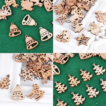 BUONDAC 200 STK Kleine Anhänger Holz Weihnachten Deko für Weihnachten Geschenke DIY Handwerk Basteln Bonboniere Geschenkbox Adventskalender Säckchen Weihnachtskalender Box usw. Dekohänger - 6