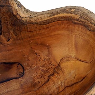 Cepewa Holzschale XL aus Teak Holz in Handarbeit gefertigt | Dekoschale | große Obstschale rund und länglich 50/60 cm (L ca. 60 cm) - 2