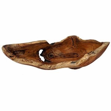 Cepewa Holzschale XL aus Teak Holz in Handarbeit gefertigt | Dekoschale | große Obstschale rund und länglich 50/60 cm (L ca. 60 cm) - 3