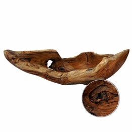 Cepewa Holzschale XL aus Teak Holz in Handarbeit gefertigt | Dekoschale | große Obstschale rund und länglich 50/60 cm (L ca. 60 cm) - 1