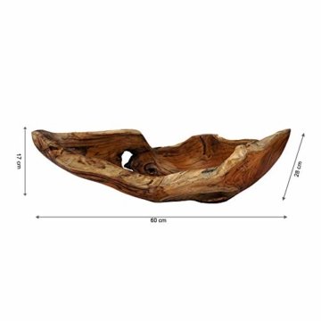 Cepewa Holzschale XL aus Teak Holz in Handarbeit gefertigt | Dekoschale | große Obstschale rund und länglich 50/60 cm (L ca. 60 cm) - 4