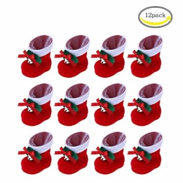 CHBOP 12 x Nikolausstiefel zum Befüllen und Aufhängen Weihnachts Stiefelchen Weihnachten Dekoration Geschenktüten mit Klingel - 1