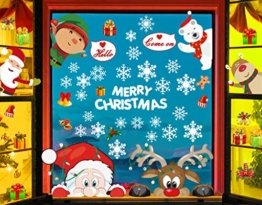 CheChury Fensterbilder für Weihnachten Fensterbilder Winter Statisch Haftende PVC Aufklebe Weihnachtsmann Süße Elche Wiederverwendbar Schneeflocken Fenster Schneeflocken Aufkleber DIY Weihnachtsdeko - 1