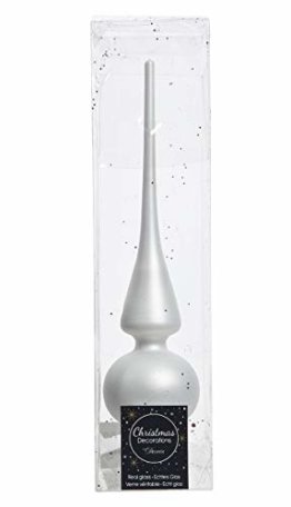 Christbaumspitze aus Glas 26cm weiß matt - 1