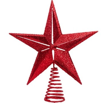 Christmas Traditions Weihnachtsbaumspitze, Stern, glitzernd, 28 cm rot - 1