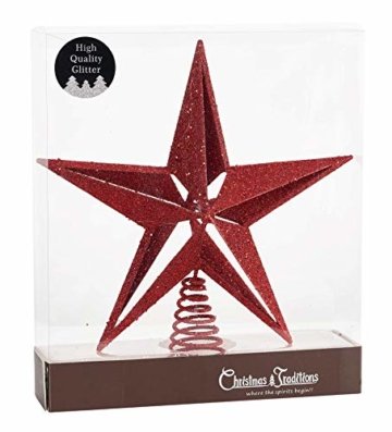 Christmas Traditions Weihnachtsbaumspitze, Stern, glitzernd, 28 cm rot - 5