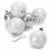 com-four® 6X Weihnachtskugeln - Christbaumkugeln aus bruchsicherem Kunststoff für Weihnachten - Baumschmuck für den Christbaum, Ø 8 cm (weiß/silberfarben) - 1